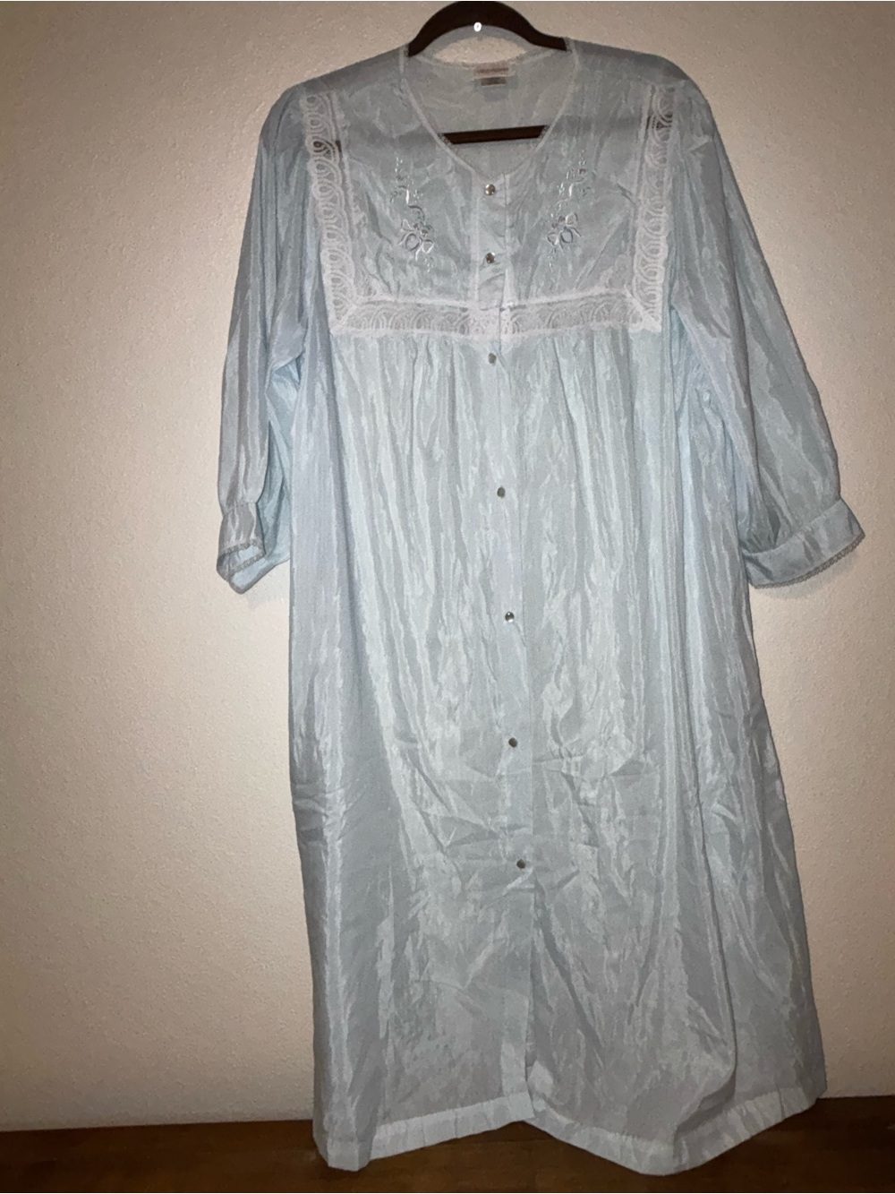 Vintage Barbizon Nightgown Blue Embroidered Cottagecore‎ Prairie Midi size SP - Picture 4 of 11